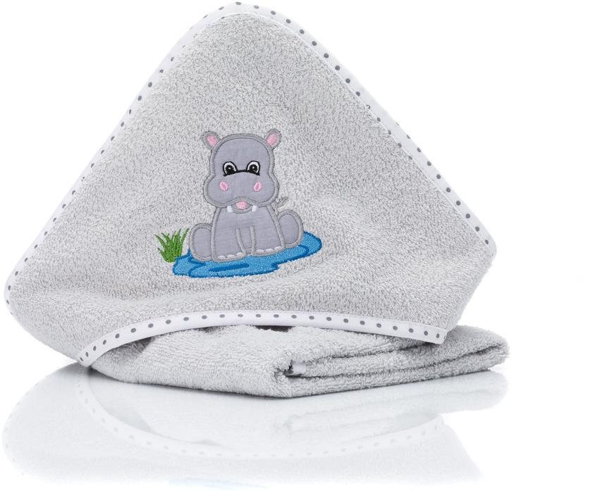 Fillikid Osuška s kapucí Hippo grey 75 × 75 cm Dětská osuška