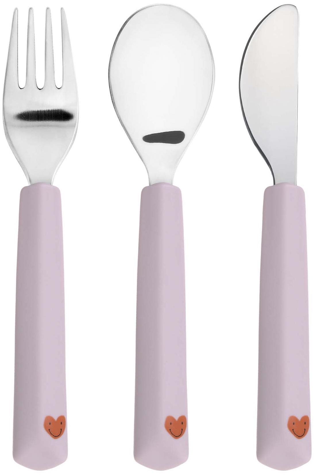 Lässig Cutlery with Silicone Handle Happy Rascals Heart lavender 3...