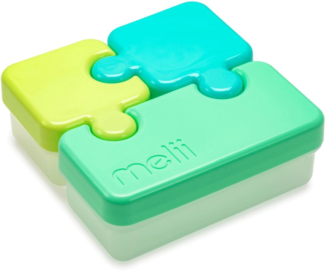 Melii uzsonnás doboz Puzzle zöld, lime, kék Uzsonnás doboz