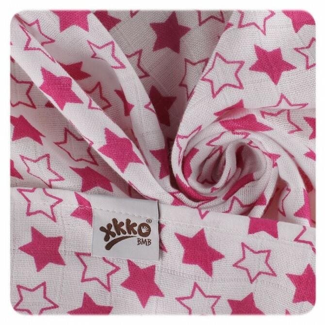 Xkko Bambusová osuška 90 × 100, Little Stars Magenta Detská osuška