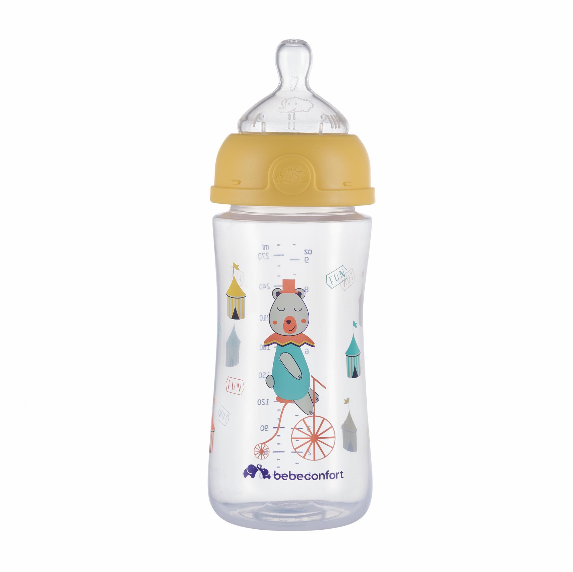 Bebeconfort Emotion Yellow 270 ml, 0 – 12 m Dojčenská fľaša