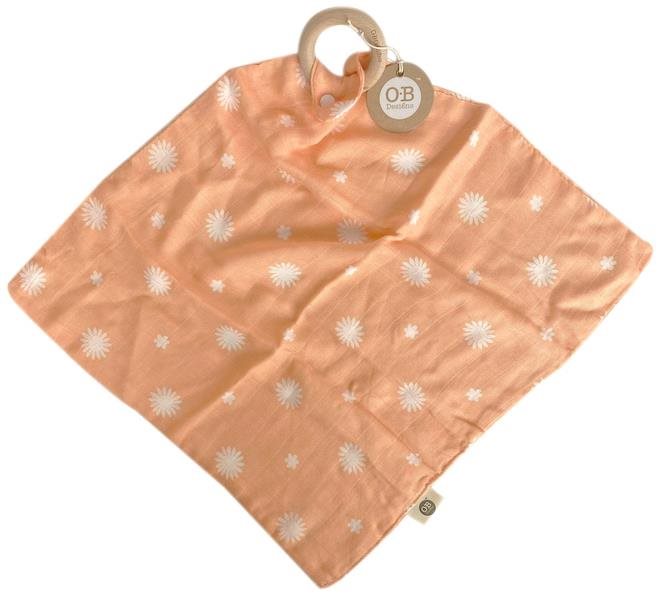 OB Designs Plienka s krúžkom Daisy Print 40 × 40 cm – Peach Látkové...
