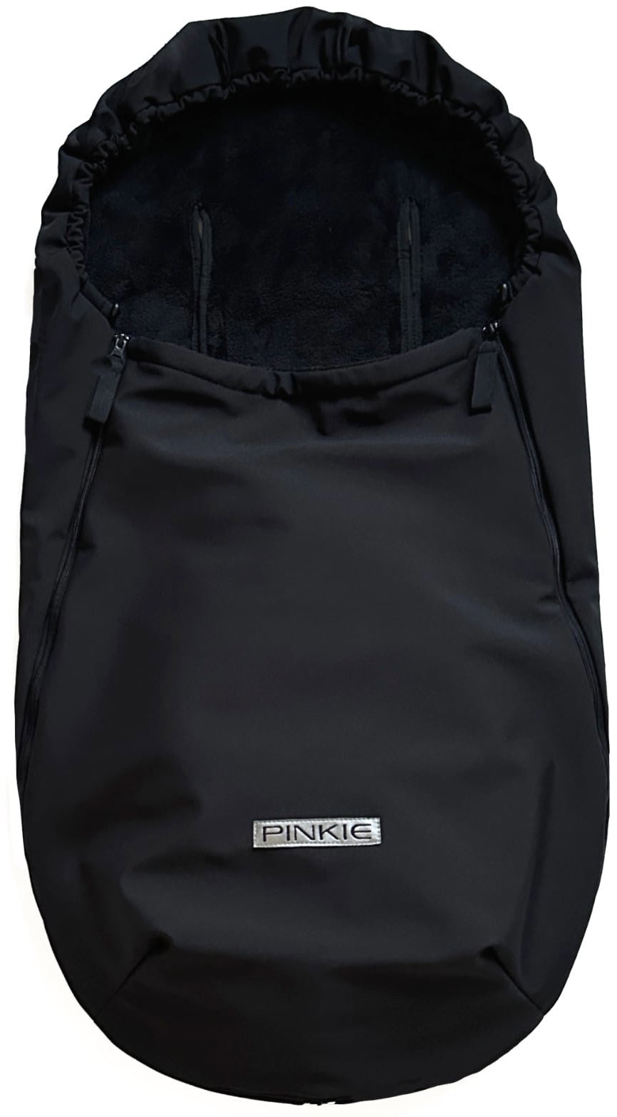 Pinkie fusak softshell black-slabší podélné otvory Fusak do kočárku