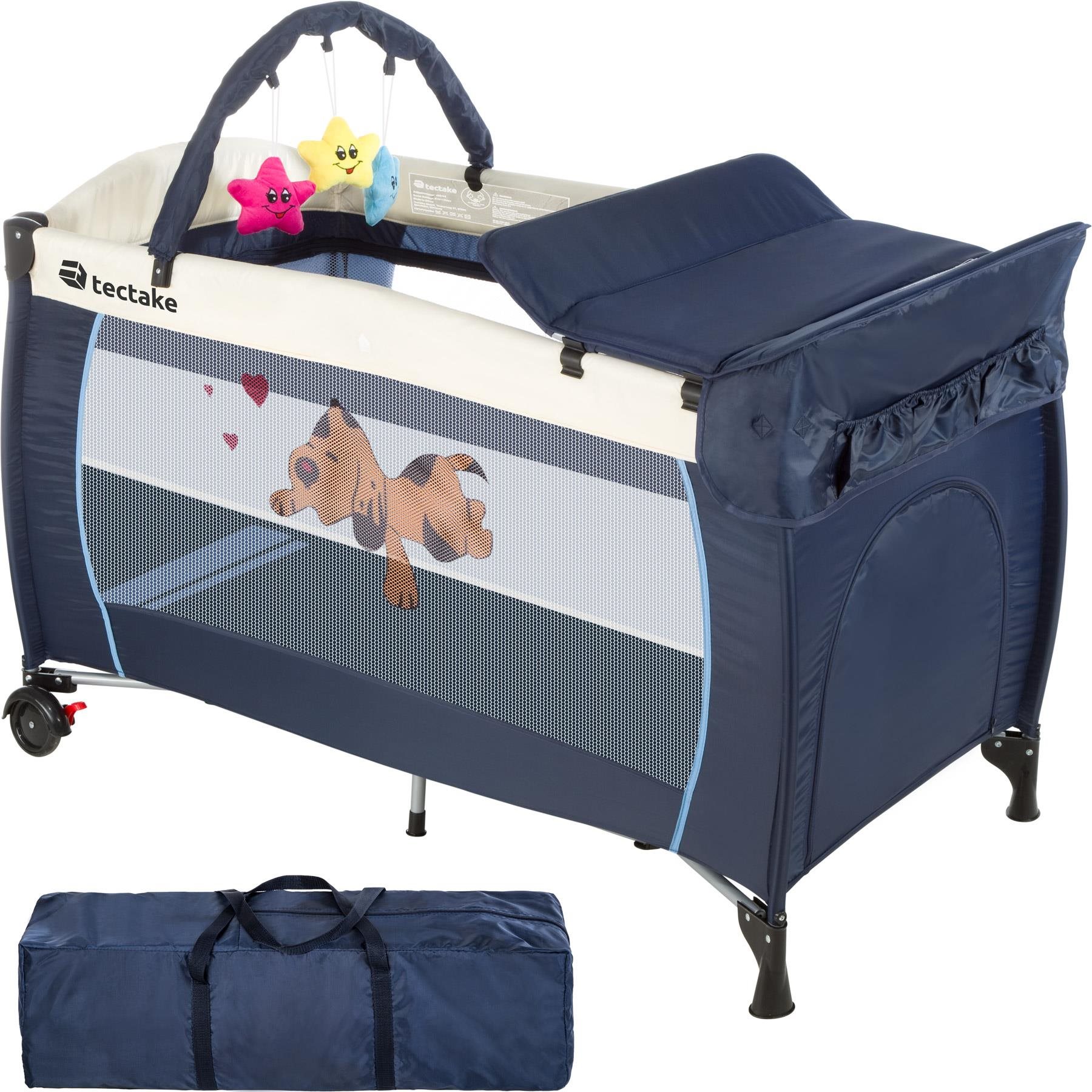 Detská cestovná postieľka psík 132 × 75 × 104 cm modrá Cestovná...