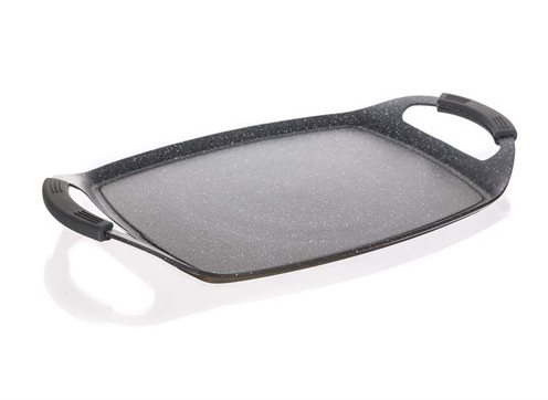 BANQUET GRANITE Grey Grilling Plate 47 x 28cm Grid Pan