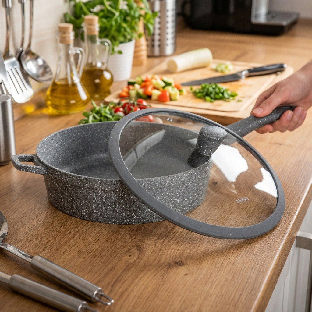 Banquet Panvica hlboká GRANITE 28 cm, pokrievka Panvica