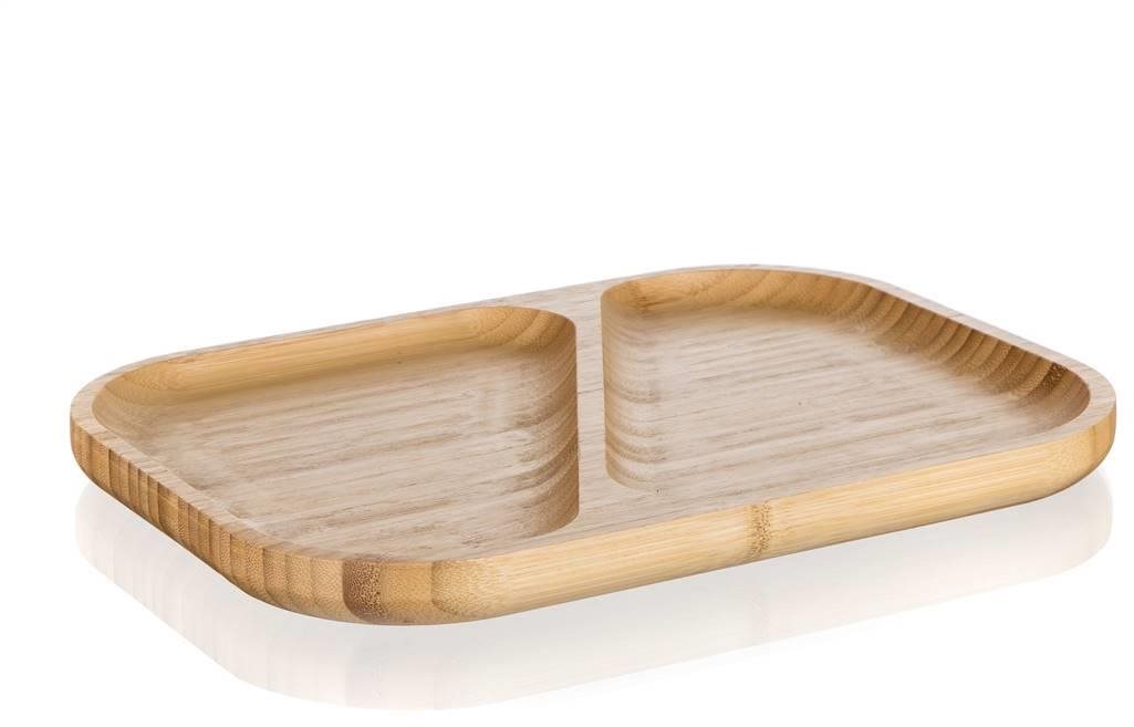 Banquet Tanier servírovací delený BRILLANTE Bamboo 28,5 × 21 × 2 cm...