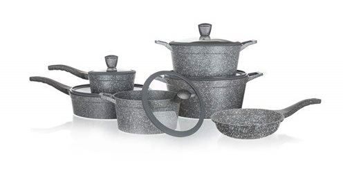 BANQUET GRANITE Kochgeschirrset mit Antihaftbeschichtung, 11-teilig...