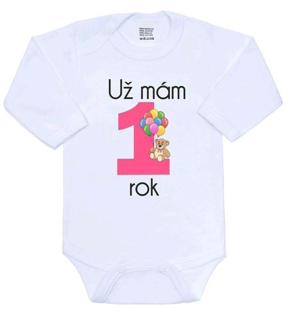 Už mám 1 rok ružové veľkosť 80 (9 – 12 mes.) Body pre bábätko