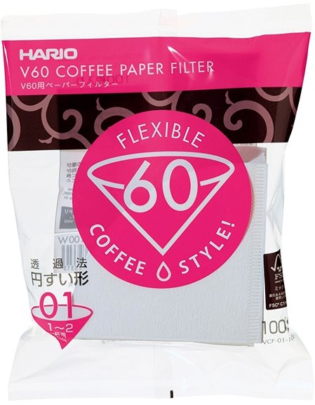 Hario Papierfilter für V60-01, weiß, 100 St Kaffeefilter