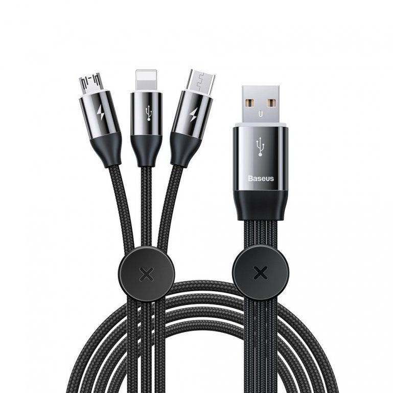 Baseus Car Co-sharing Cable USB 3.5A 1m, Black Power Cable