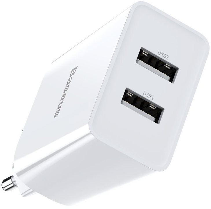 Baseus Speed Mini QC Dual USB Quick Charger 10,5W White AC Adapter