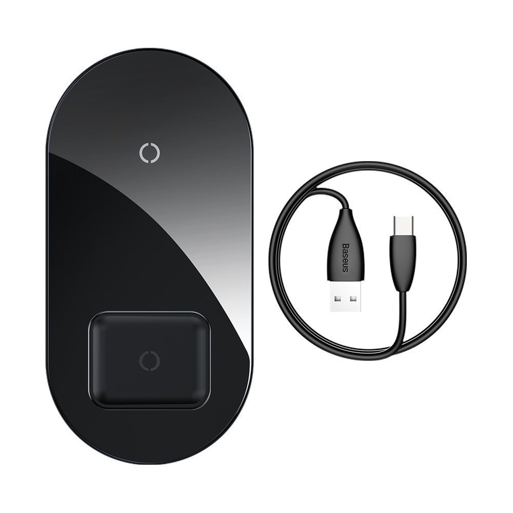 Baseus Simple 2-in-1 Wireless Charger for iPhone and AirPods Black...