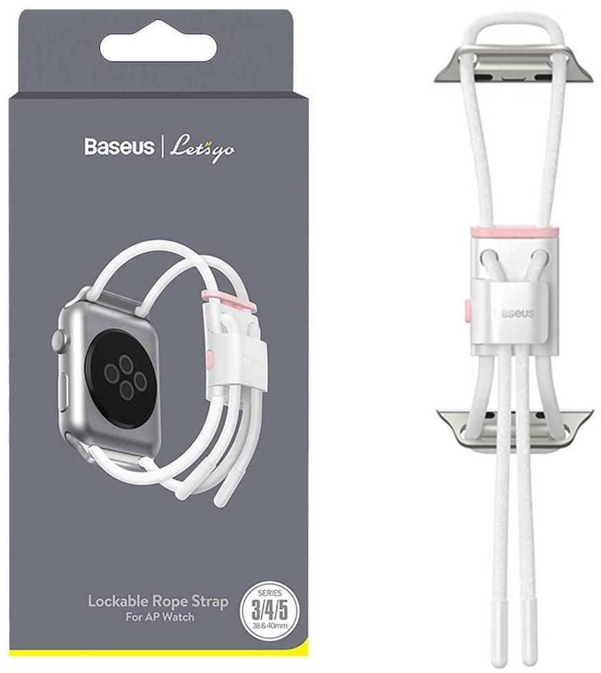 Baseus Lockable Rope Strap for Apple Watch 38mm / 40mm White & Pink...
