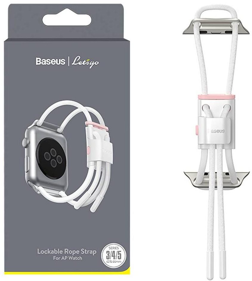 Baseus Lockable Rope Strap for Apple Watch 42mm / 44mm White & Pink...