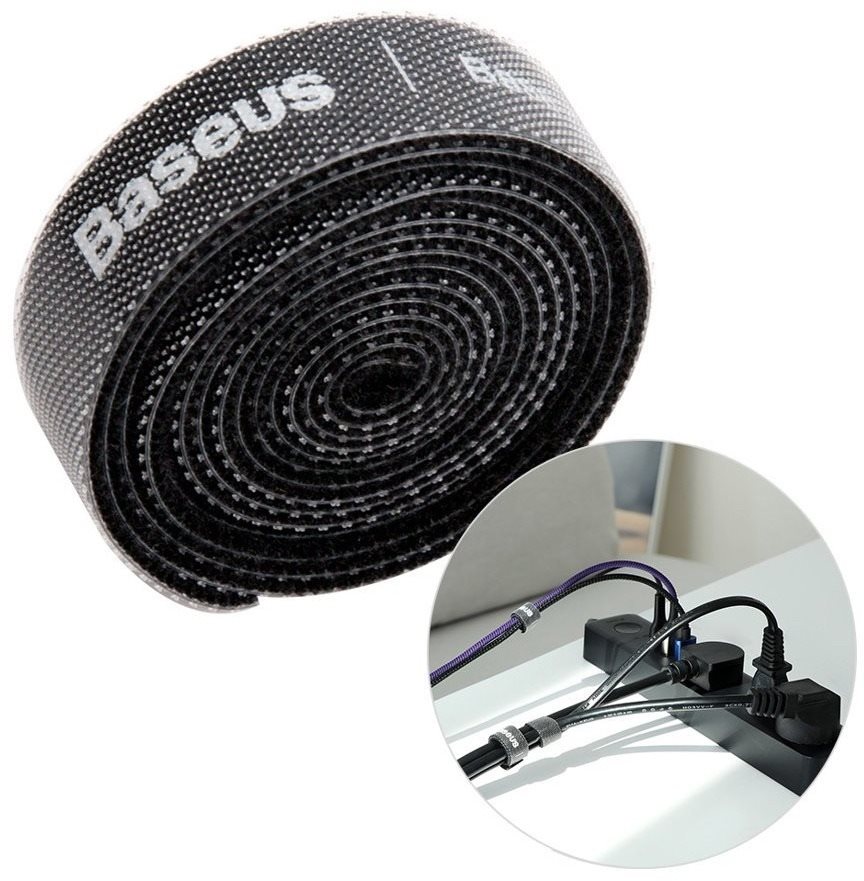 Baseus Rainbow Circle Velcro Straps 1m Black Cable Organiser