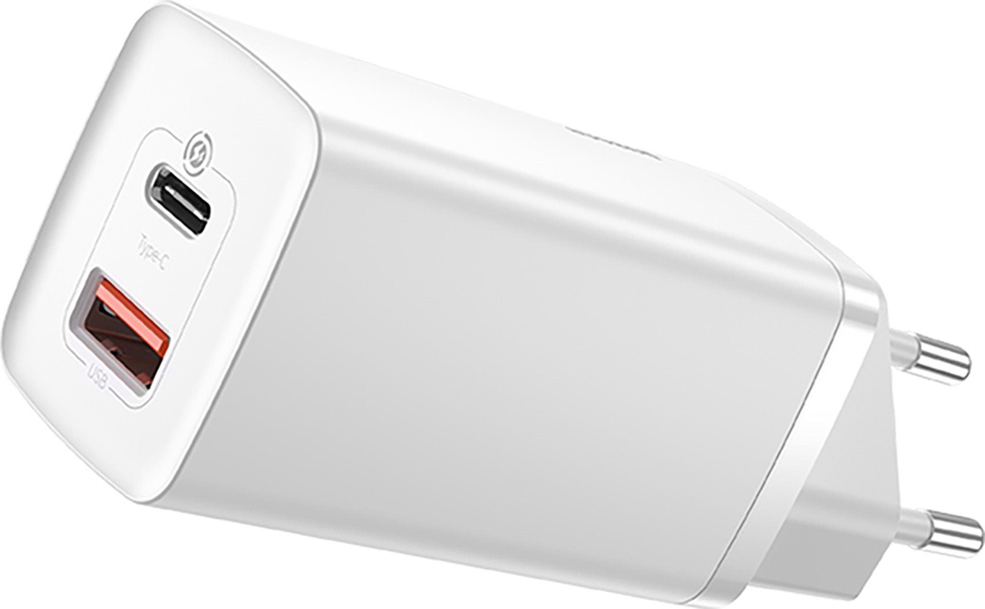 Baseus GaN2 Lite Quick Charger USB + USB-C 65W White AC Adapter