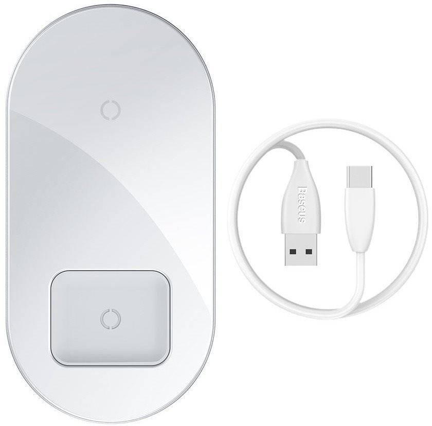 Baseus Simple 2 in 1 Qi Wireless Charger 18W Max For iPhone +...