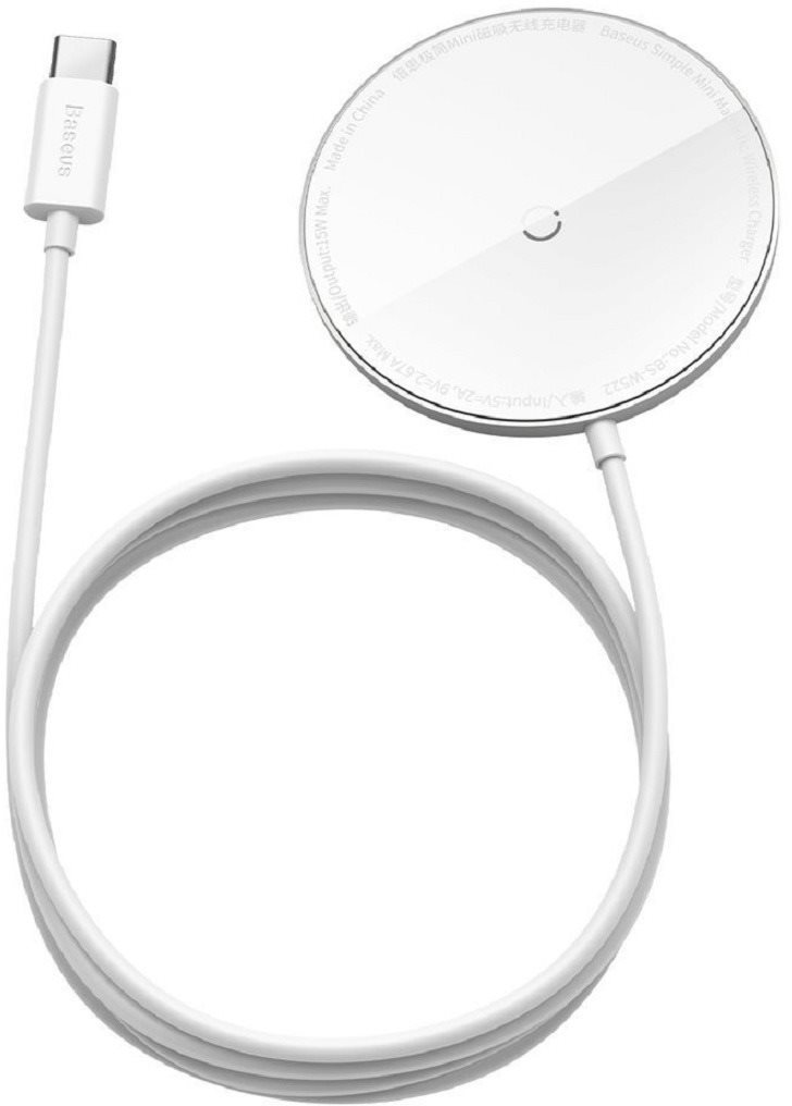 Baseus Mini Magnetic Wireless Charger USB-C Cable 1.5m 15W White...