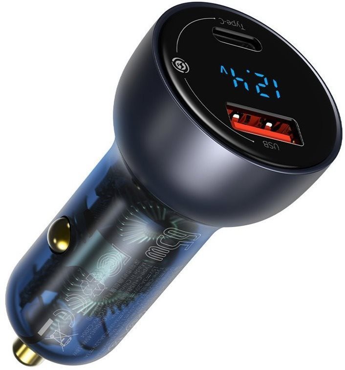 Baseus Digital Display PPS Dual Quick Car Charger 65W Dark Grey Car...