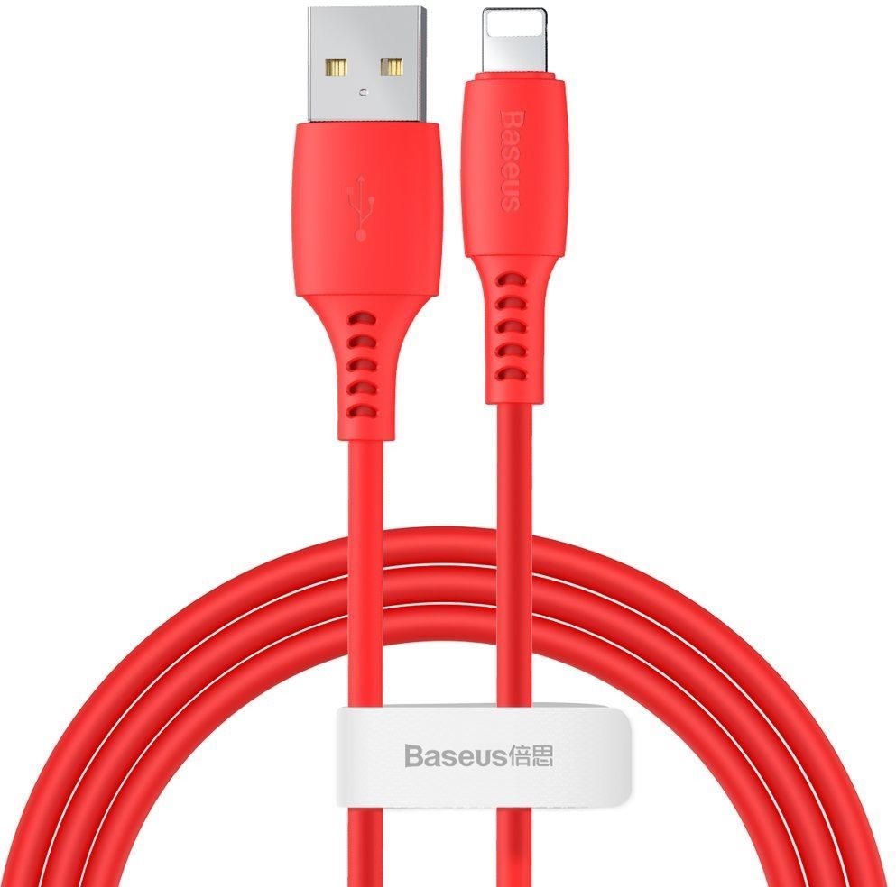 Baseus Colorful Lightning Cable, 2.4A, 1.2m, Red Data Cable