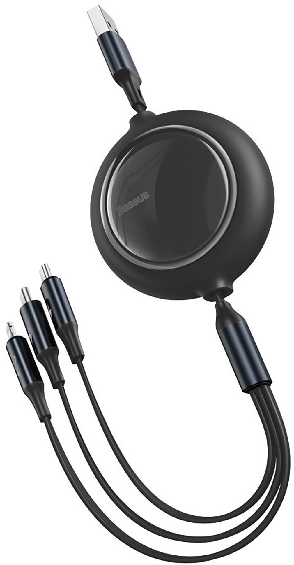 Baseus Bright Mirror 3-in-1 Retractable USB Data Cable - M+L+C 3.5A...
