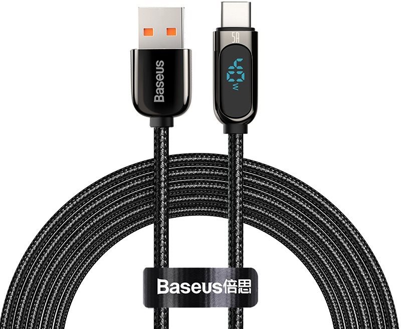 Baseus Display Fast Charging Data Cable USB to Type-C 5A 2m Black...