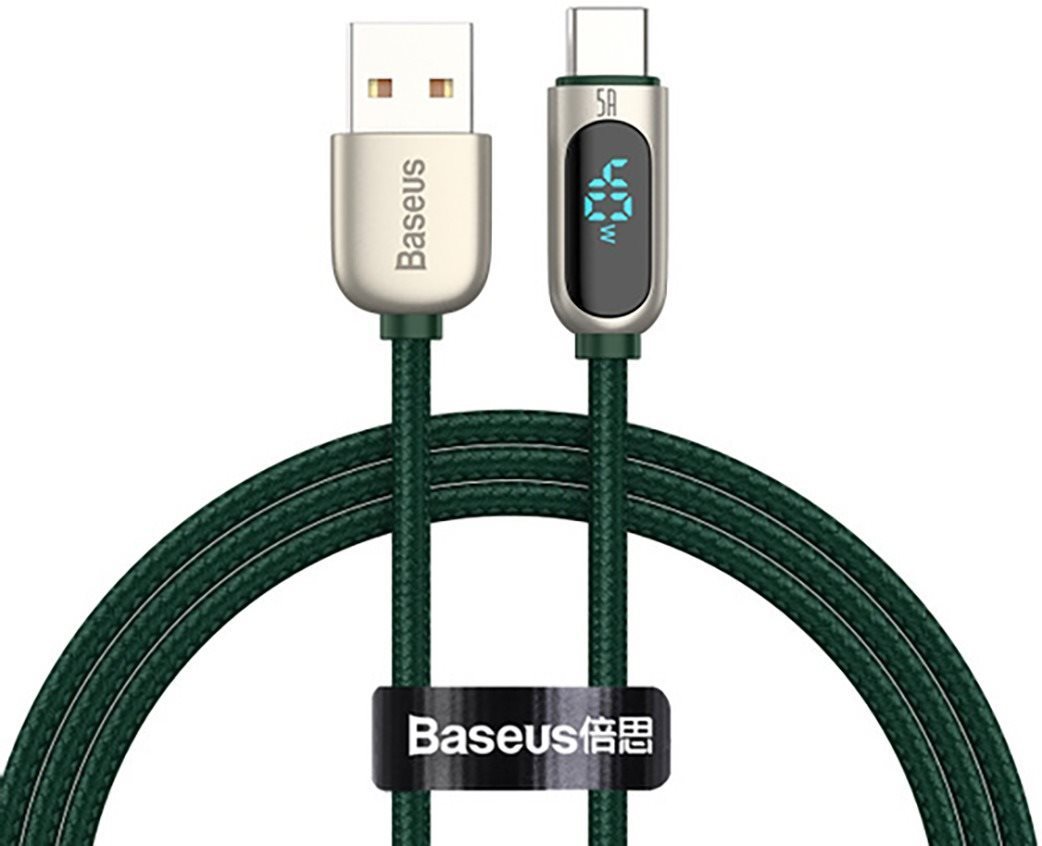 Baseus Display Fast Charging Data Cable USB to Type-C 5A 2m Green...