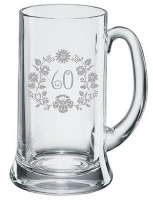 B.Bohemian Pintes söröskorsó 0,5 l 60 éves jubileum virágos motívum...