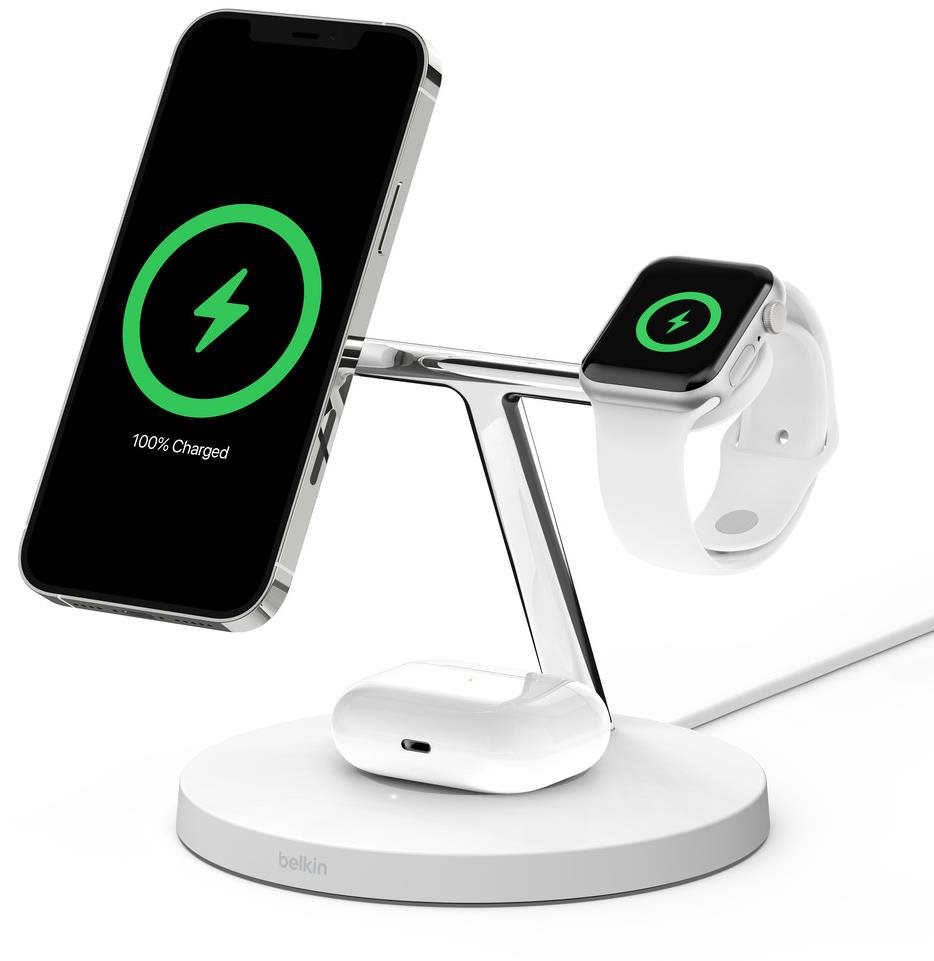 Belkin BoostCharge Pro MagSafe 3 v 1 biela MagSafe bezdrôtová...