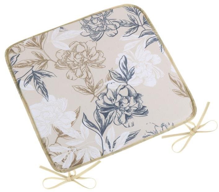 BELLATEX Sedák DITA 34/409 – hladký, 40 × 40, sivobéžový kvet...
