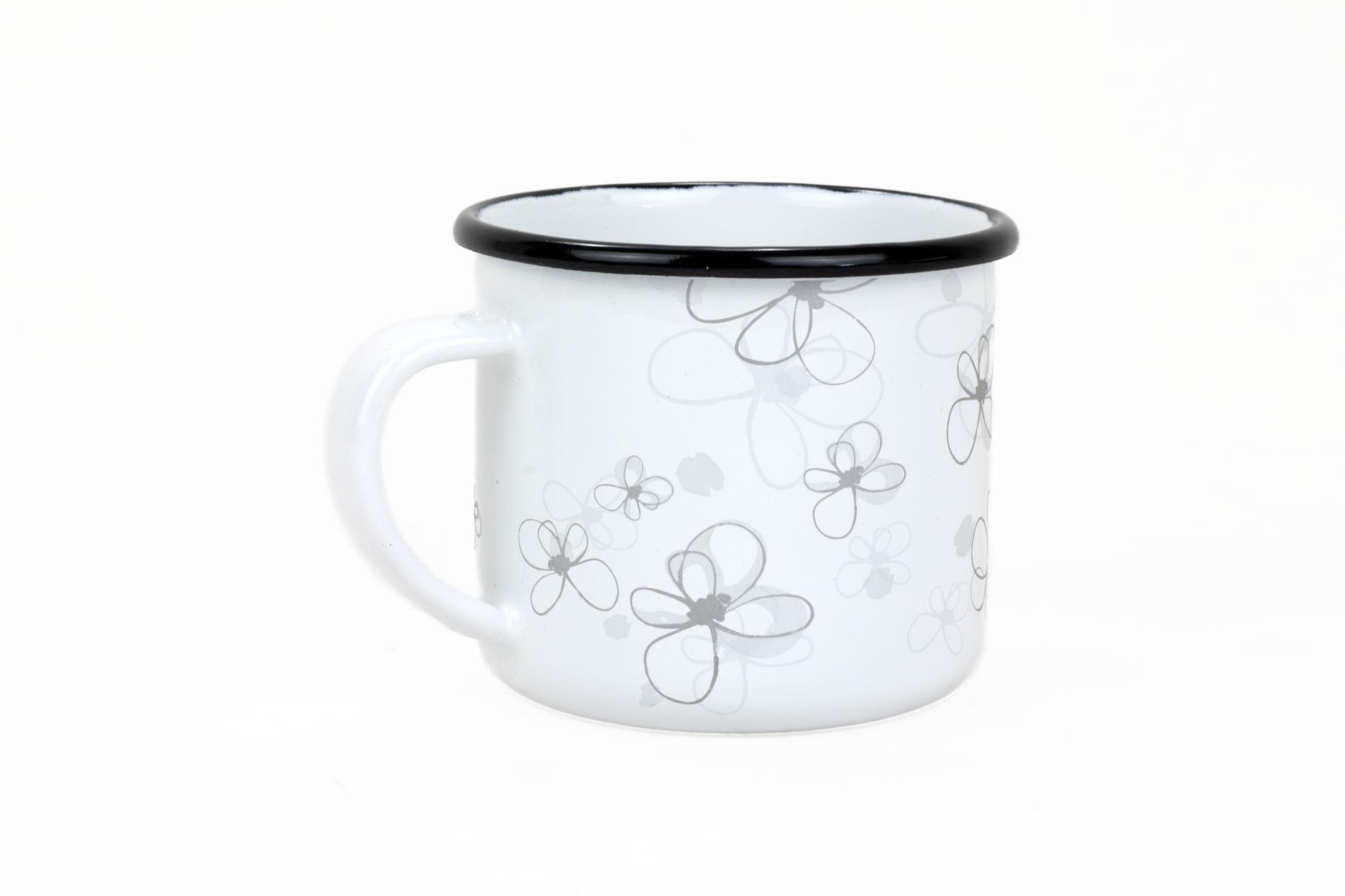 BELIS PREMIUM Smaltovaný hrnček biely 8 cm 0,35 l Hrnček
