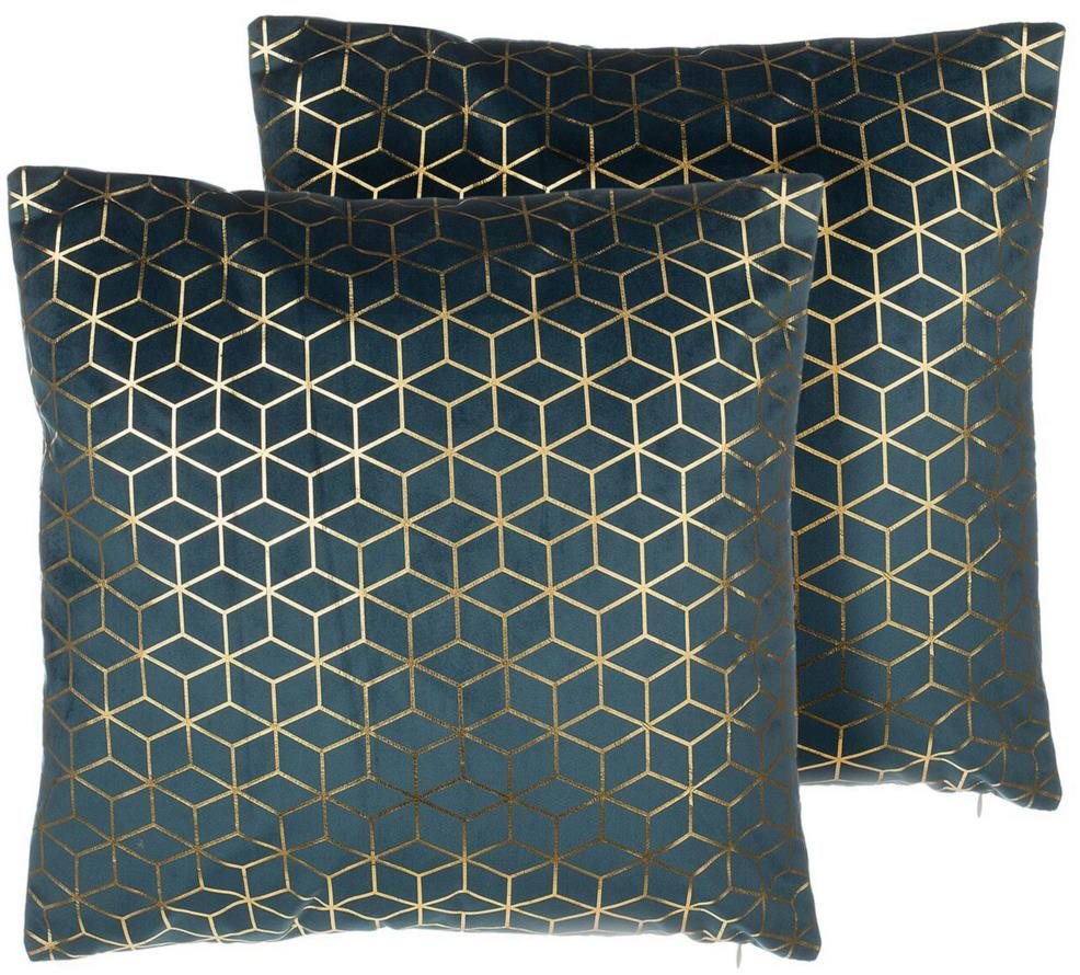 BELIANI, Sada 2 zamatových vankúšov geometrický vzor 45 × 45 cm...