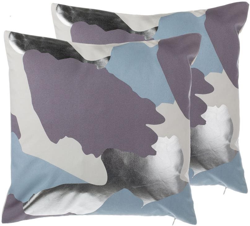 BELIANI, Sada 2 bavlnených vankúšov abstraktná 45 × 45 cm fialová...