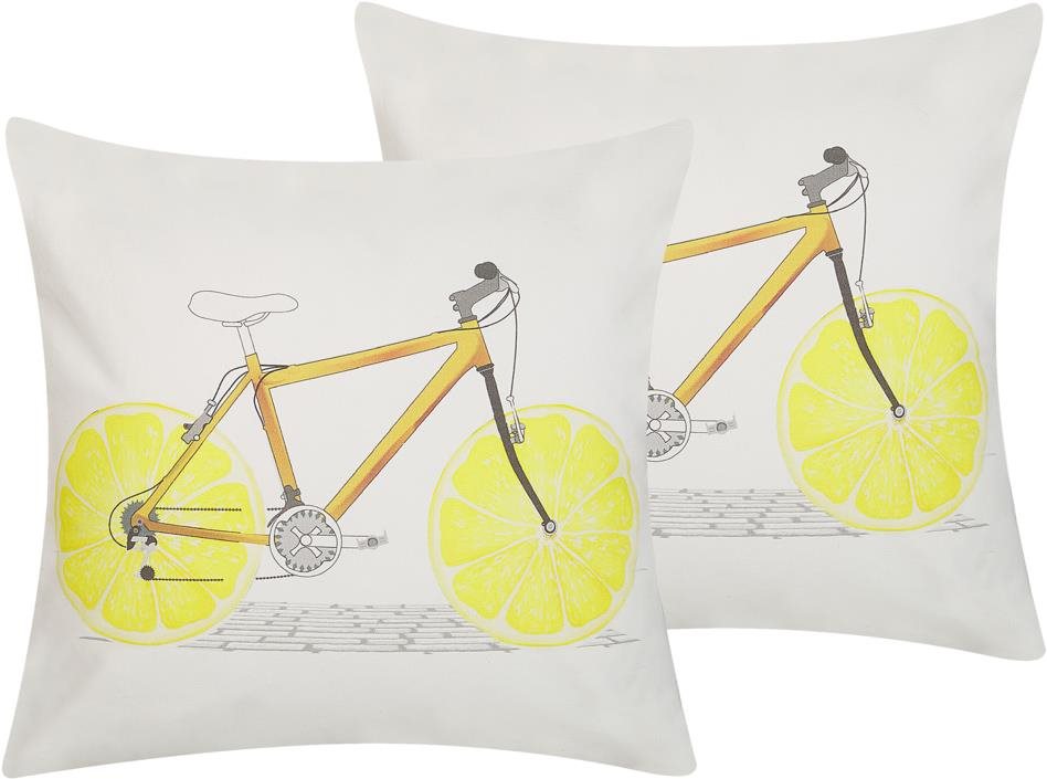 BELIANI, Sada 2 vankúšov s motívom bicykla 45 × 45 cm RUSCUS,...