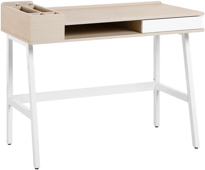 Písací stôl 100 × 55 cm biela/prírodná PARAMARIBO, 121757 Písací stôl