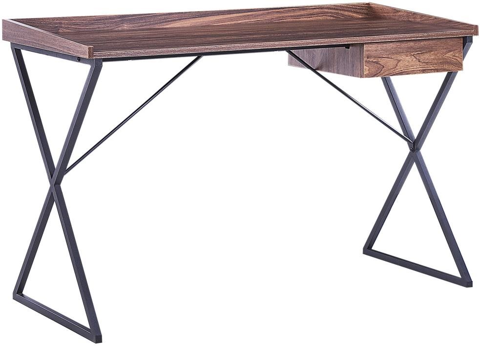 Písací stôl so zásuvkou 120 × 54 cm tmavé drevo/čierna NOXON,...