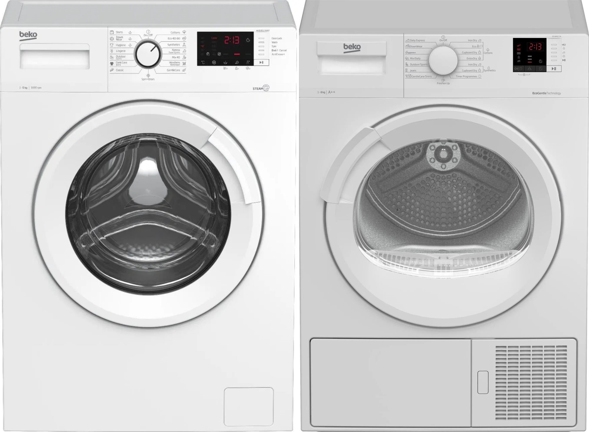 BEKO WUE6512XWST + BEKO DS8452TA Mosógép és szárítógép szett