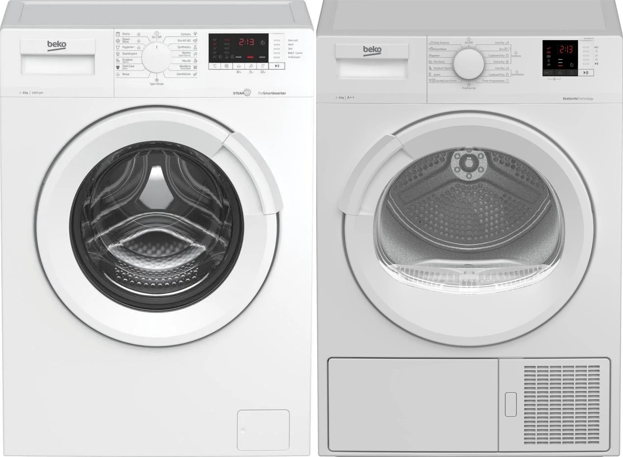BEKO WUE8726XST + BEKO DS8452TA Mosógép és szárítógép szett