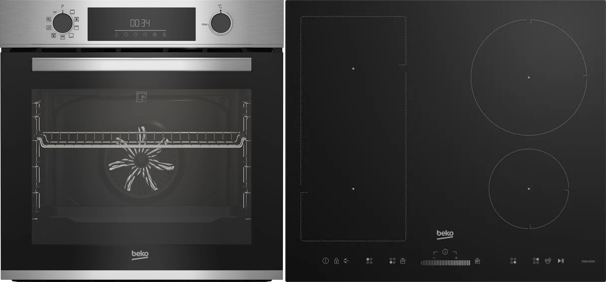 BEKO BBIE12300XMP + BEKO HII64500UFT Sütő-főzőlap szett
