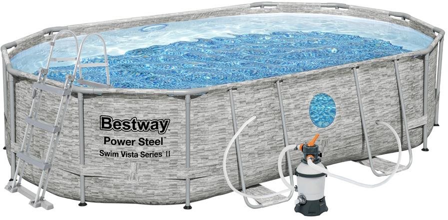 BESTWAY Bazén s konštrukciou Power Steel Stacked Stone Swim Vista...