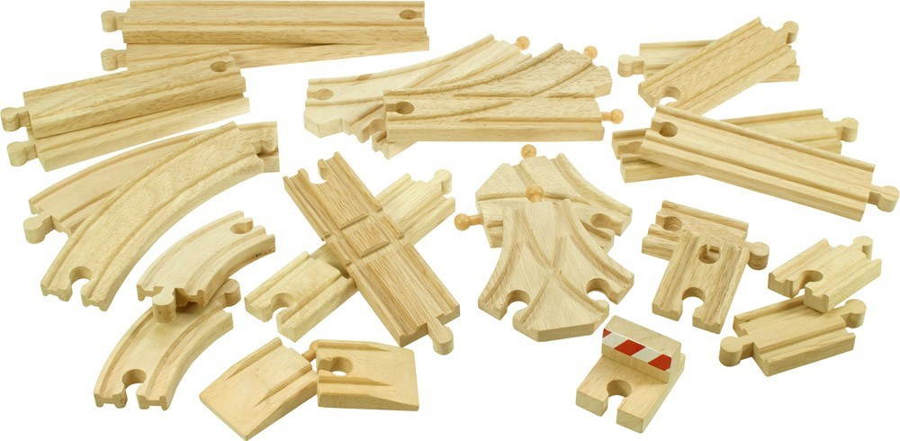 Bigjigs Sínpálya készlet 25 db Vasútmodell kiegészítő