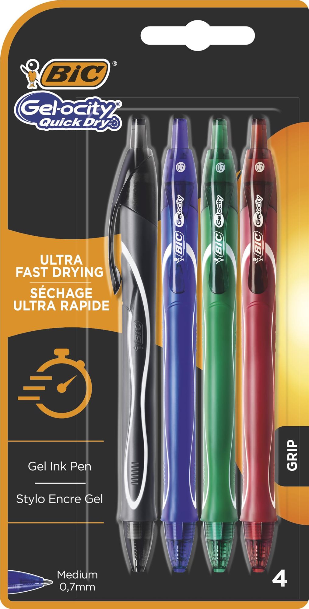 BIC 0,7 mm, rýchloschnúce – balenie 4 ks Gélové pero