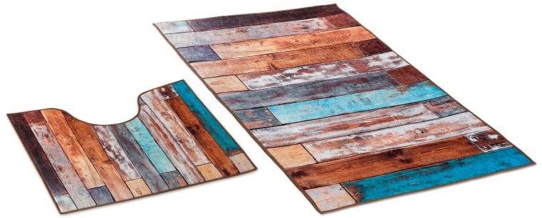 Bellatex 3D szett 60 × 100, 60 × 50 cm - fapadló Fürdőszobai szőnyeg