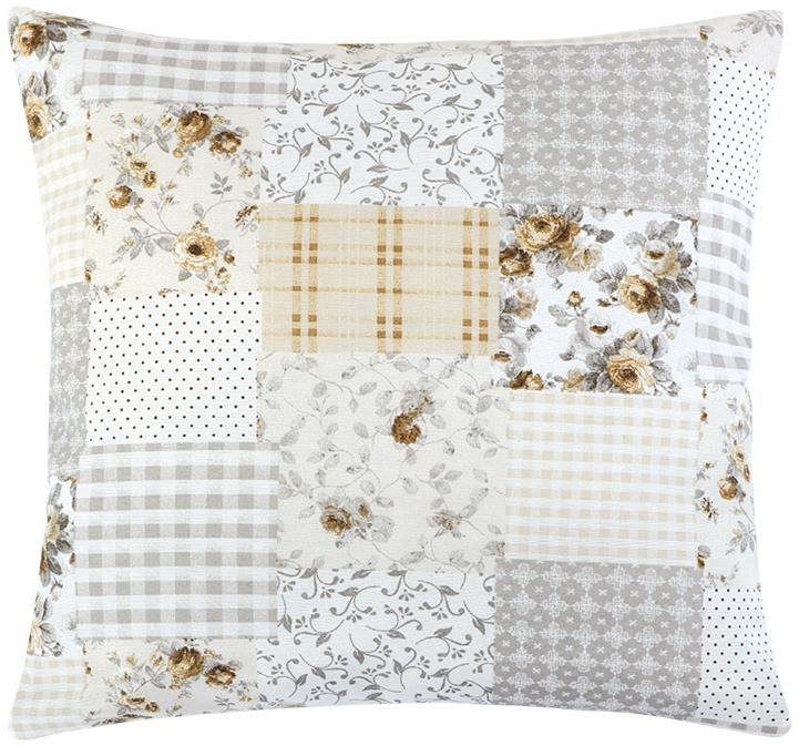 Bellatex EMA – 45 × 45 cm – béžovo-sivý patchwork Vankúš