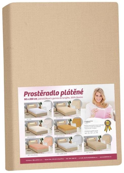 Bellatex Plátená – 90 × 200 cm – kávová Plachta na posteľ
