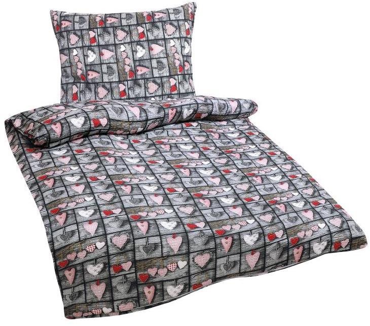 Bellatex Krepové – 140 × 200, 70 × 90 cm – červené srdce Obliečky