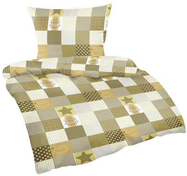 Bellatex, krepové - 140 × 200, 70 × 90 cm - patchwork hnedý Obliečky