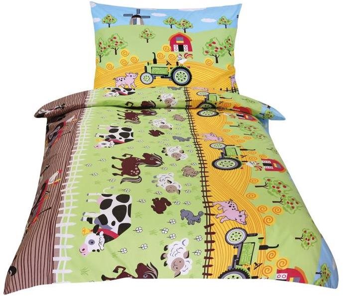 Bellatex Bavlnené Junior – 140 × 200, 70 × 90 cm – farma Obliečky