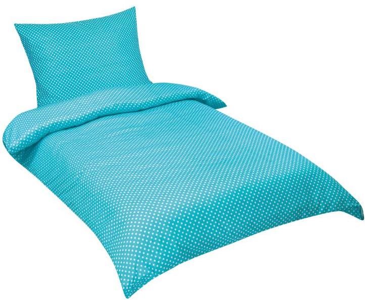 Bellatex Bavlněný satén - 140 × 220, 70 × 90 cm - puntík tyrkysový...